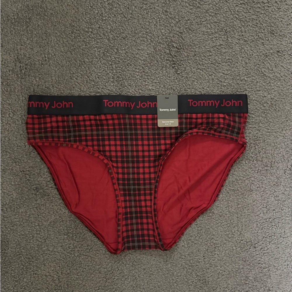 NWT Tommy John Red and Black Checkered Briefs